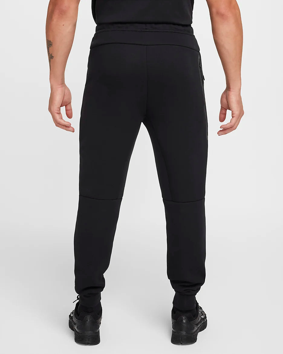 NIKE TECH FLEECE JOGGERS - BLACK & ANTHRACITE & GREEN STRIKE