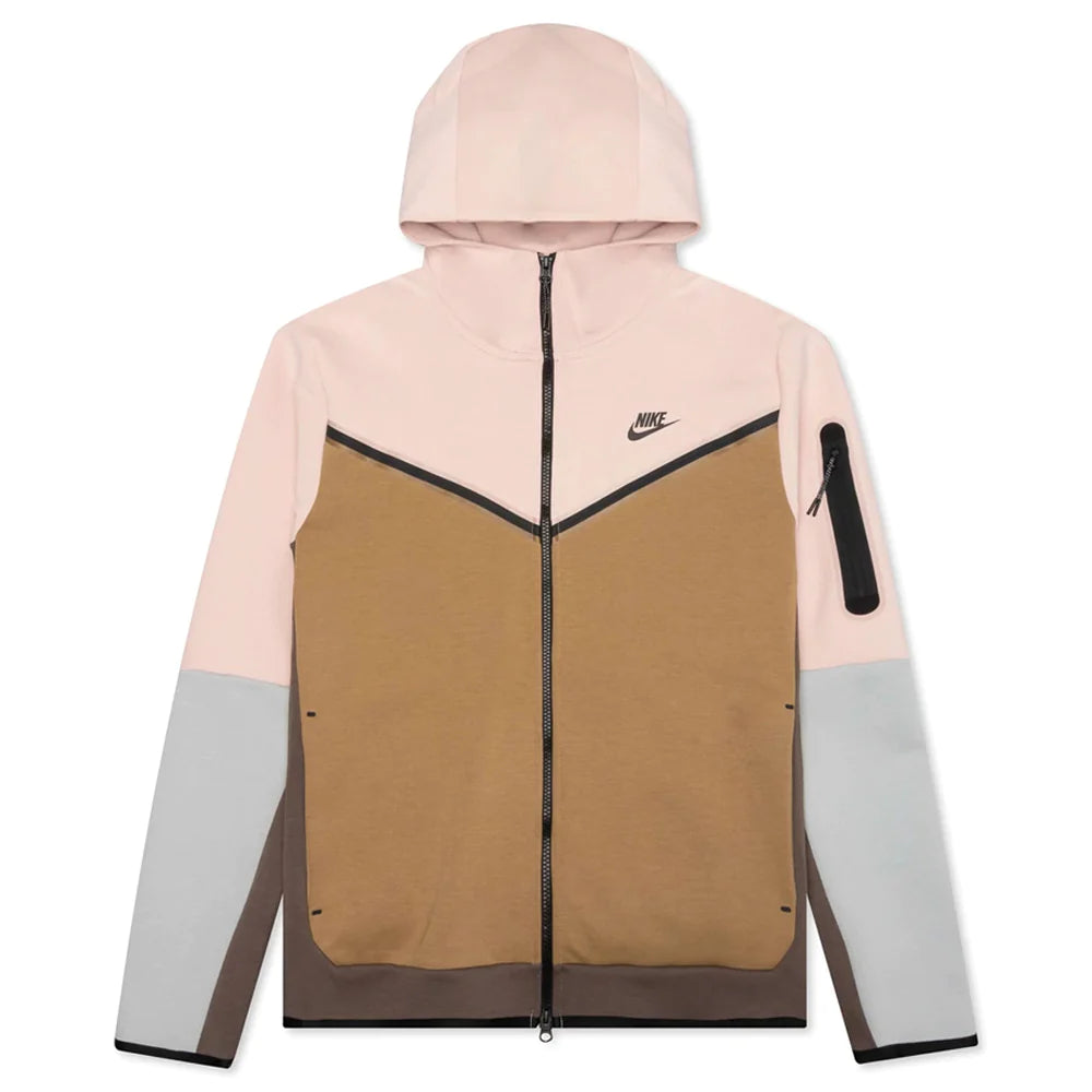 NIKE TECH FLEECE HOODIE - BROWN PINK OXFORD