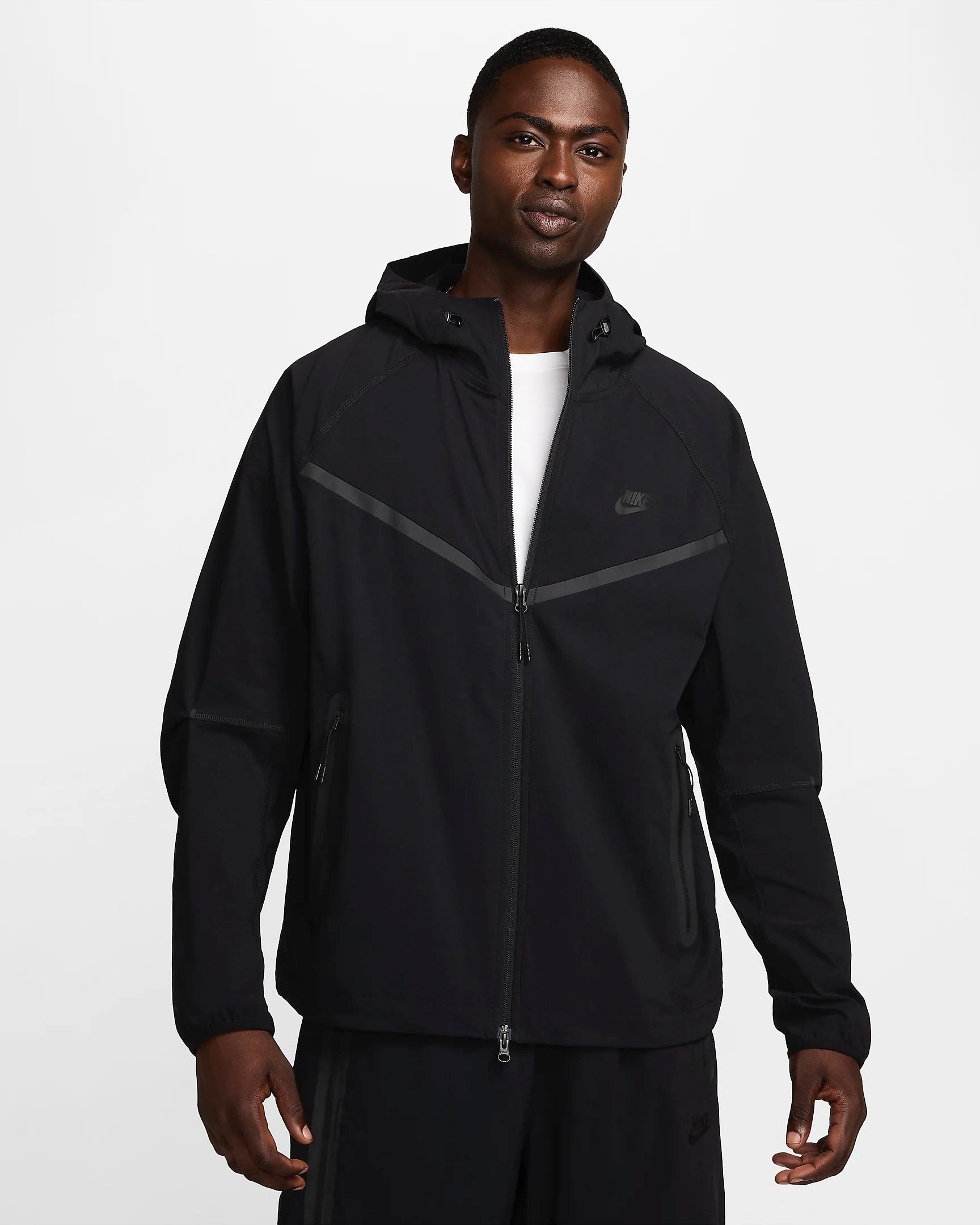NIKE TECH FLEECE HOODIE - BLACK ׁׂׂׂׂׂׂׂׂׂׂׂׂׂׂ(WOVEN)