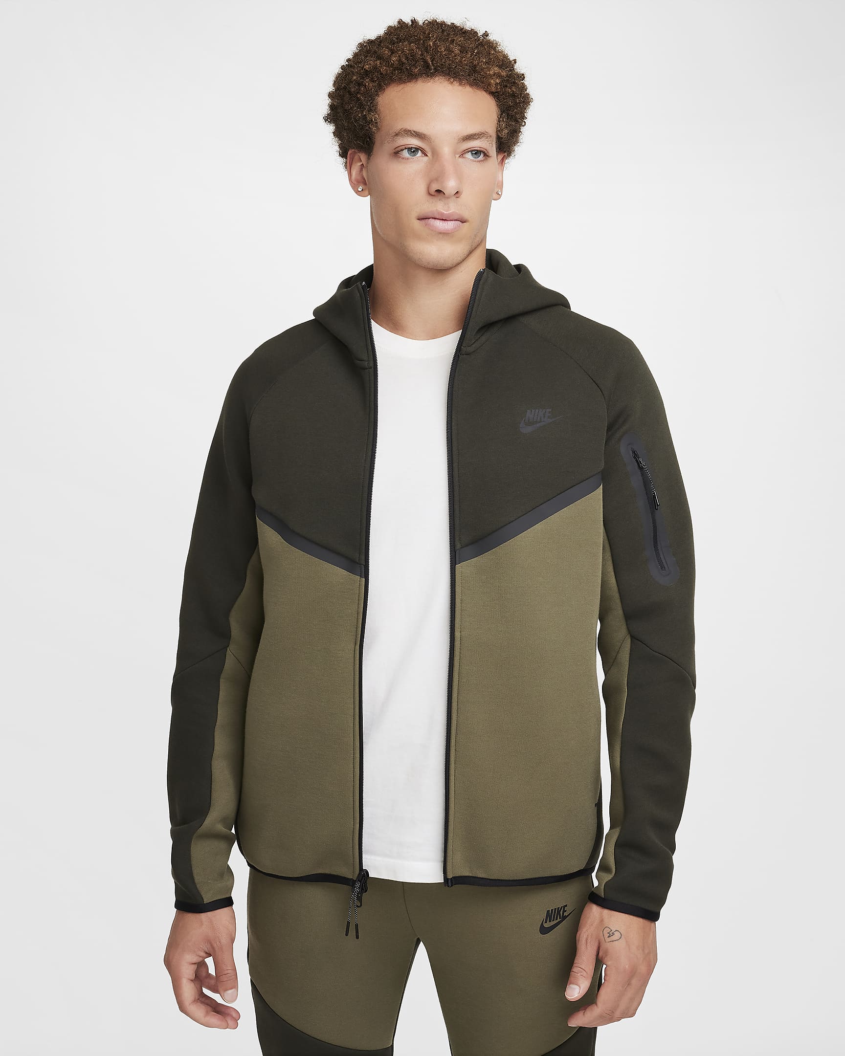 NIKE TECH FLEECE HOODIE - GREEN & KHAKI (NEW SEASON)