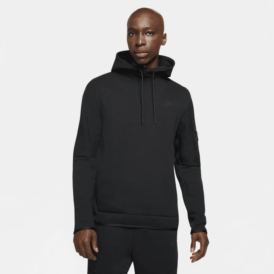 NIKE TECH FLEECE PULLOVER HOODIE - BLACK