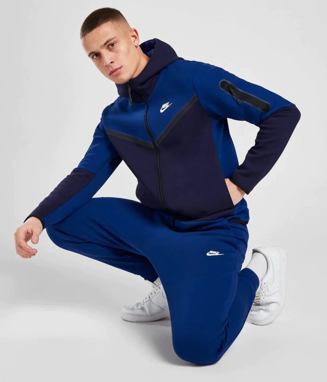 NIKE TECH FLEECE HOODIE -ROYAL BLUE / BLACKENED BLUE