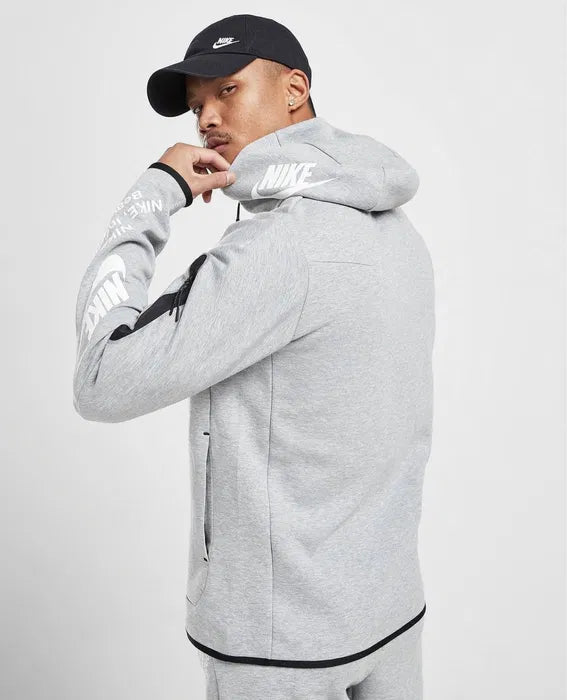 NIKE TECH FLEECE HOODIE - DARK GREY HEATHER/WHITE