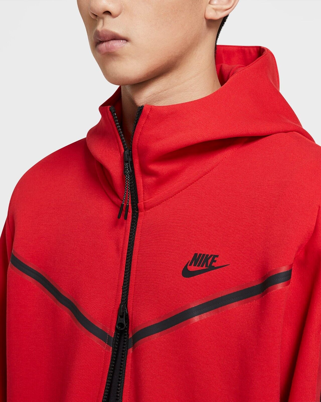 NIKE TECH FLEECE HOODIE - RED