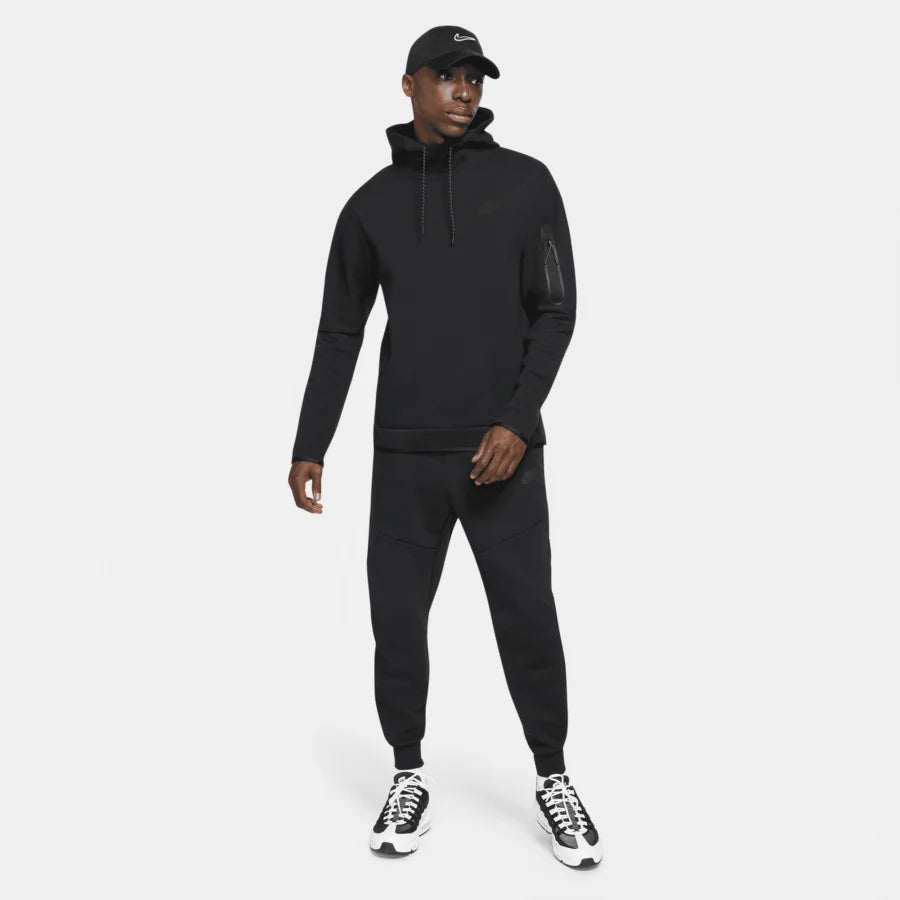 NIKE TECH FLEECE PULLOVER HOODIE - BLACK