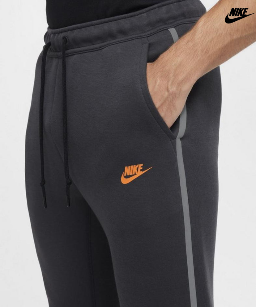 NIKE TECH FLEECE JOGGER - GREY & SAFETY ORANGE (Reflective)